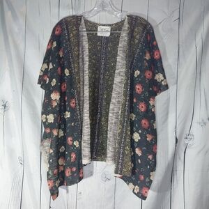 Sadie & Love Floral Open Front Kimono Cardigan